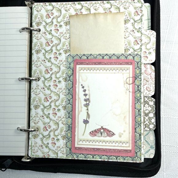 Handmade Embellished Junk Journal Zipper Binder Dividers Nature Garden 8" X 11" - Picture 7 of 16